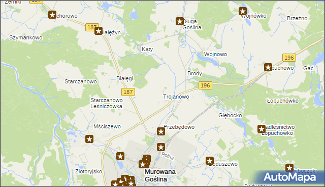 mapa Trojanowo gmina Murowana Goślina, Trojanowo gmina Murowana Goślina na mapie Targeo