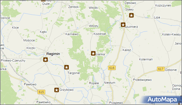 mapa Trzcianka gmina Regimin, Trzcianka gmina Regimin na mapie Targeo