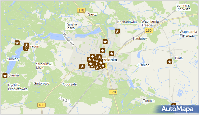 mapa Trzcianka powiat czarnkowsko-trzcianecki, Trzcianka powiat czarnkowsko-trzcianecki na mapie Targeo