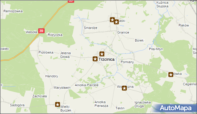 mapa Trzcinica powiat kępiński, Trzcinica powiat kępiński na mapie Targeo