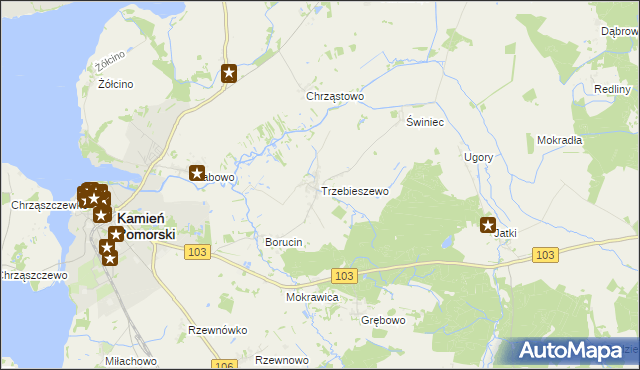 mapa Trzebieszewo, Trzebieszewo na mapie Targeo