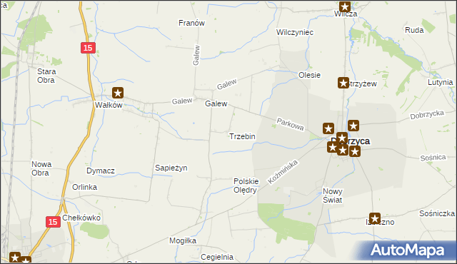 mapa Trzebin gmina Dobrzyca, Trzebin gmina Dobrzyca na mapie Targeo
