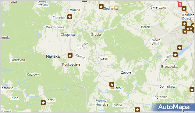mapa Trześń gmina Niwiska, Trześń gmina Niwiska na mapie Targeo