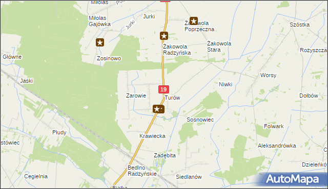 mapa Turów gmina Kąkolewnica, Turów gmina Kąkolewnica na mapie Targeo