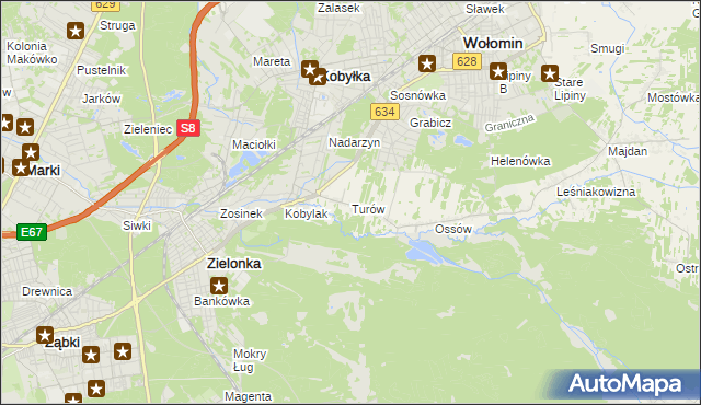 mapa Turów gmina Wołomin, Turów gmina Wołomin na mapie Targeo