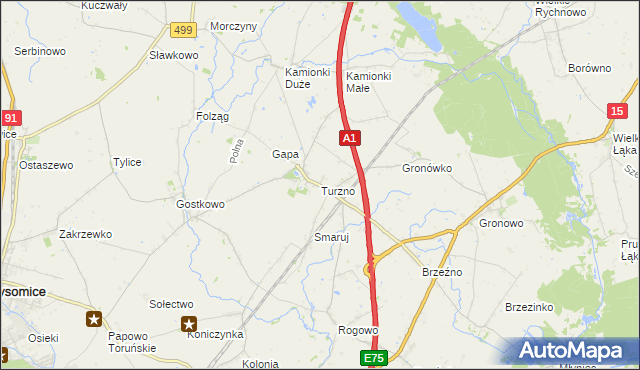 mapa Turzno gmina Łysomice, Turzno gmina Łysomice na mapie Targeo