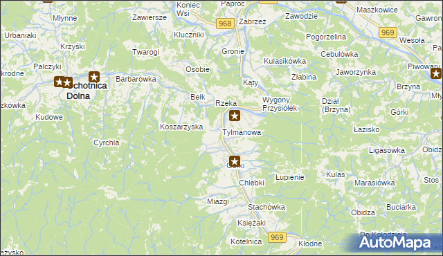 mapa Tylmanowa, Tylmanowa na mapie Targeo