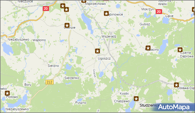 mapa Ugoszcz gmina Studzienice, Ugoszcz gmina Studzienice na mapie Targeo