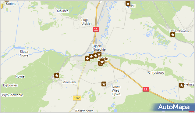 mapa Ujście powiat pilski, Ujście powiat pilski na mapie Targeo