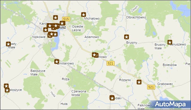 mapa Ulnowo gmina Susz, Ulnowo gmina Susz na mapie Targeo