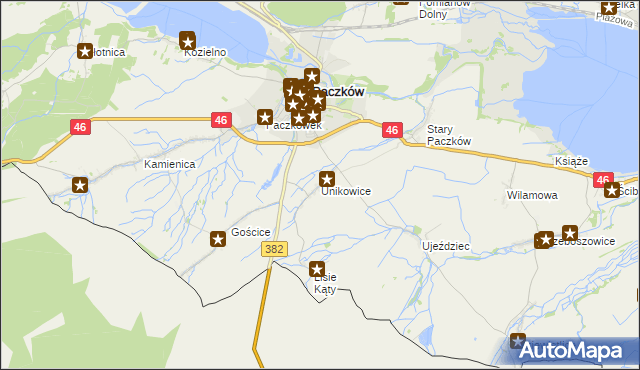 mapa Unikowice, Unikowice na mapie Targeo