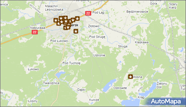 mapa Ustronie gmina Czersk, Ustronie gmina Czersk na mapie Targeo