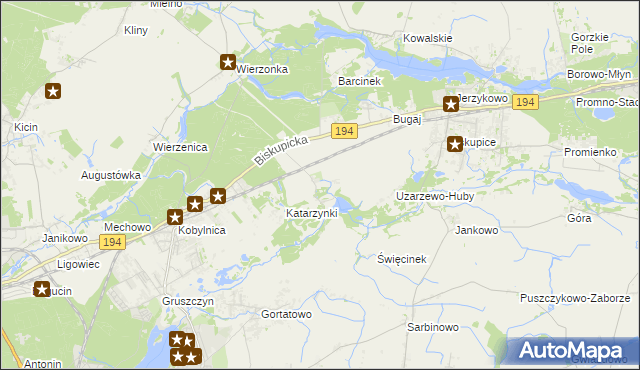 mapa Uzarzewo, Uzarzewo na mapie Targeo