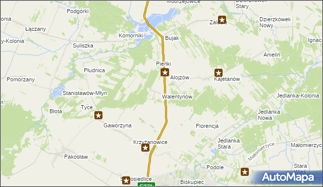 mapa Walentynów gmina Iłża, Walentynów gmina Iłża na mapie Targeo