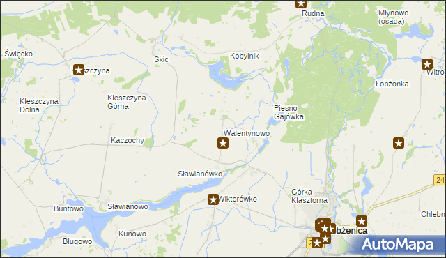 mapa Walentynowo gmina Łobżenica, Walentynowo gmina Łobżenica na mapie Targeo