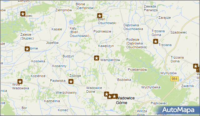 mapa Wampierzów, Wampierzów na mapie Targeo