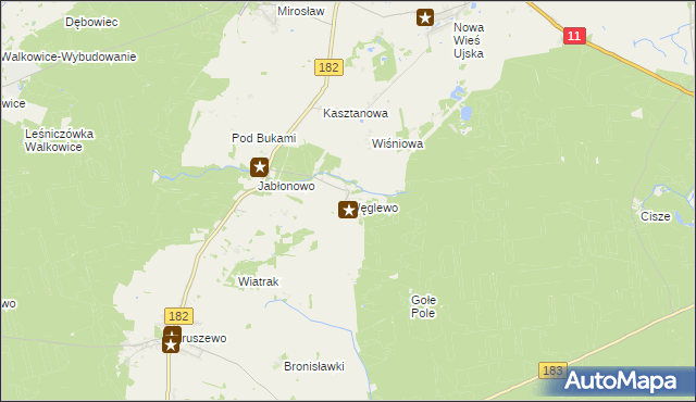 mapa Węglewo gmina Ujście, Węglewo gmina Ujście na mapie Targeo