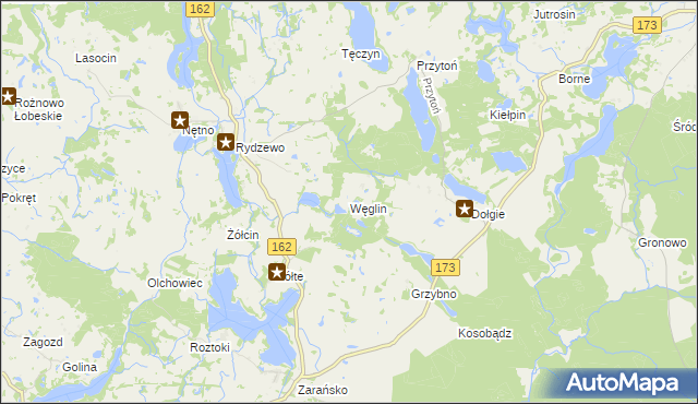 mapa Węglin gmina Ostrowice, Węglin gmina Ostrowice na mapie Targeo