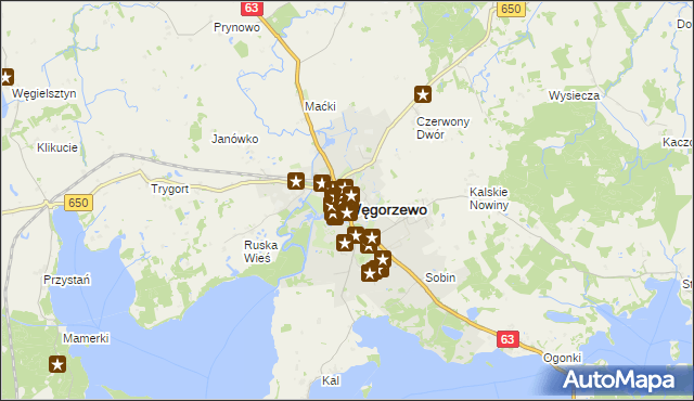 mapa Węgorzewo, Węgorzewo na mapie Targeo