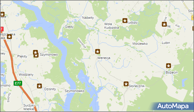 mapa Wenecja gmina Morąg, Wenecja gmina Morąg na mapie Targeo