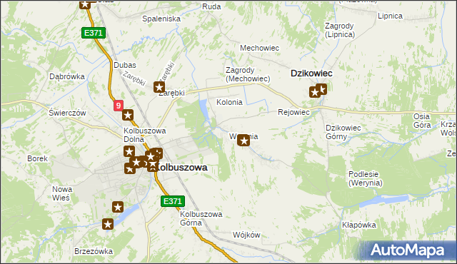 mapa Werynia, Werynia na mapie Targeo