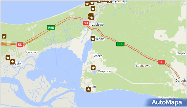 mapa Wicko gmina Międzyzdroje, Wicko gmina Międzyzdroje na mapie Targeo