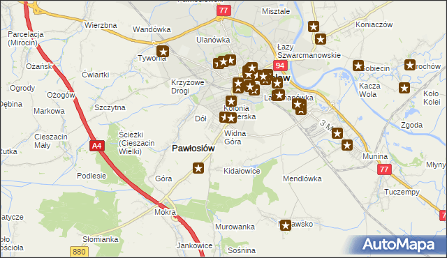 mapa Widna Góra, Widna Góra na mapie Targeo