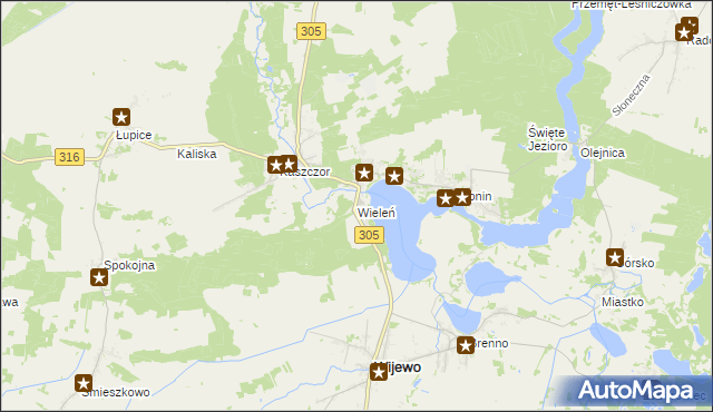 mapa Wieleń gmina Przemęt, Wieleń gmina Przemęt na mapie Targeo