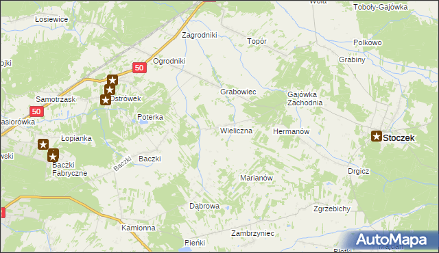 mapa Wieliczna gmina Stoczek, Wieliczna gmina Stoczek na mapie Targeo