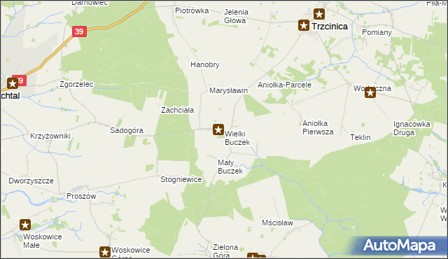 mapa Wielki Buczek gmina Rychtal, Wielki Buczek gmina Rychtal na mapie Targeo