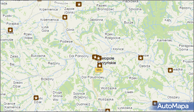 mapa Wielopole Skrzyńskie, Wielopole Skrzyńskie na mapie Targeo