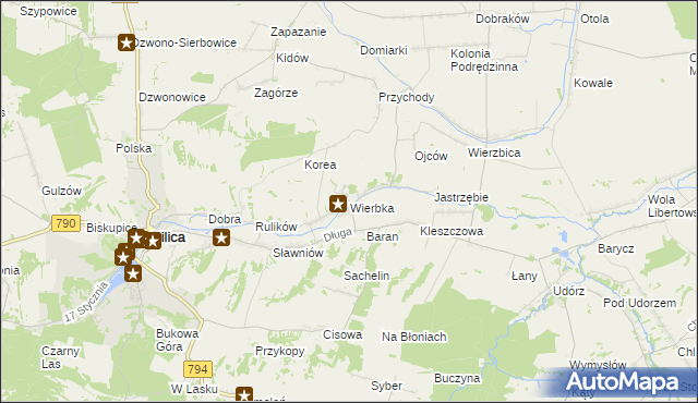 mapa Wierbka, Wierbka na mapie Targeo