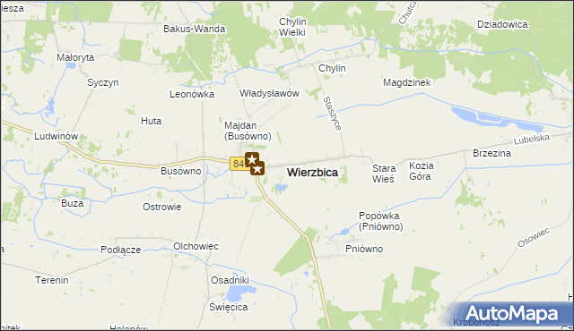 mapa Wierzbica powiat chełmski, Wierzbica powiat chełmski na mapie Targeo