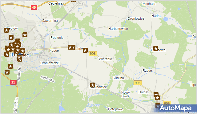 mapa Wierzbie gmina Koszęcin, Wierzbie gmina Koszęcin na mapie Targeo