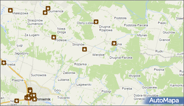 mapa Wierzbie gmina Pierzchnica, Wierzbie gmina Pierzchnica na mapie Targeo