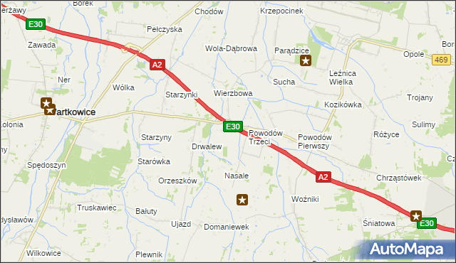 mapa Wierzbówka gmina Wartkowice, Wierzbówka gmina Wartkowice na mapie Targeo