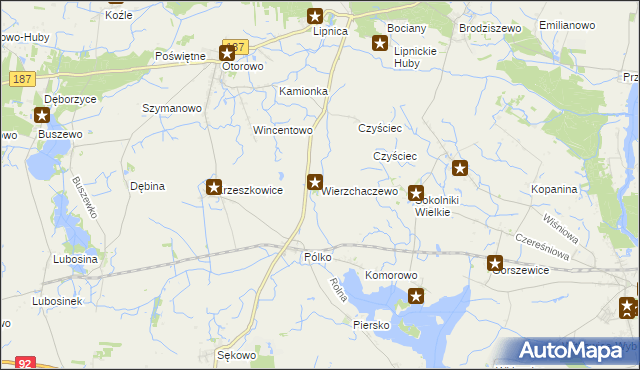 mapa Wierzchaczewo, Wierzchaczewo na mapie Targeo