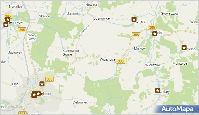 mapa Wigańcice, Wigańcice na mapie Targeo