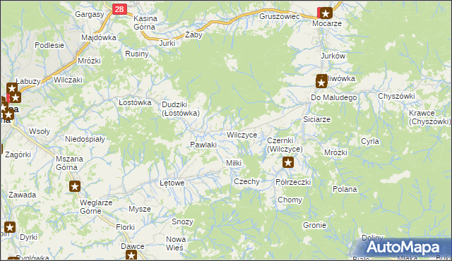 mapa Wilczyce gmina Dobra, Wilczyce gmina Dobra na mapie Targeo