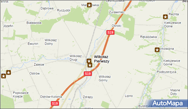 mapa Wilkołaz Pierwszy, Wilkołaz Pierwszy na mapie Targeo