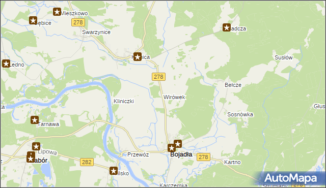 mapa Wirówek gmina Bojadła, Wirówek gmina Bojadła na mapie Targeo