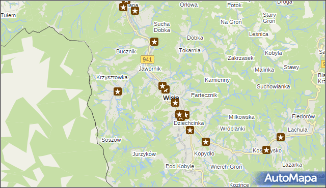 mapa Wisła, Wisła na mapie Targeo