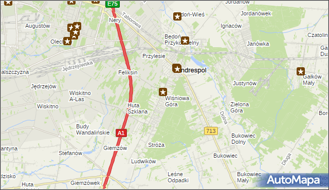 mapa Wiśniowa Góra, Wiśniowa Góra na mapie Targeo