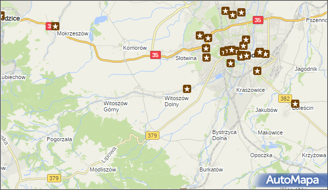 mapa Witoszów Dolny, Witoszów Dolny na mapie Targeo