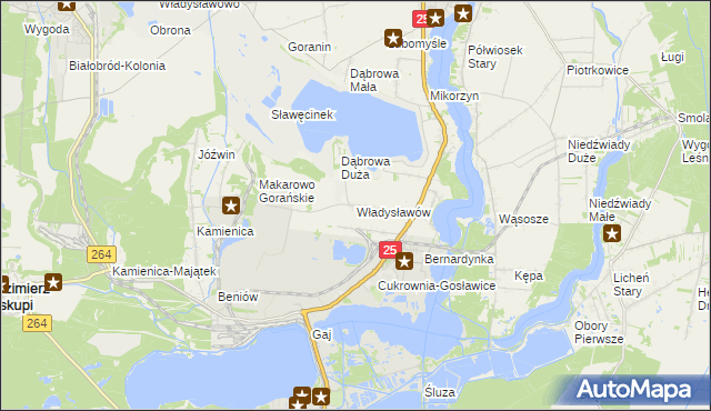 mapa Władysławów gmina Ślesin, Władysławów gmina Ślesin na mapie Targeo