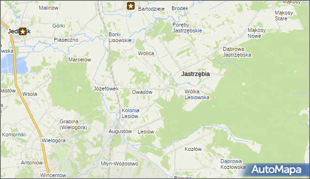 mapa Wojciechów gmina Jastrzębia, Wojciechów gmina Jastrzębia na mapie Targeo