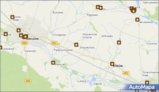 mapa Wojciechów gmina Wilków, Wojciechów gmina Wilków na mapie Targeo