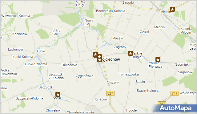 mapa Wojciechów powiat lubelski, Wojciechów powiat lubelski na mapie Targeo