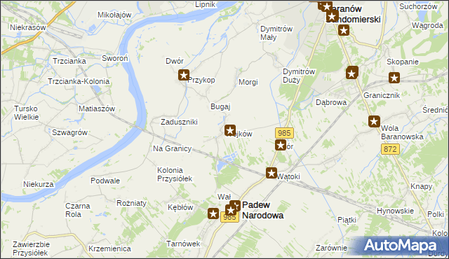 mapa Wojków gmina Padew Narodowa, Wojków gmina Padew Narodowa na mapie Targeo