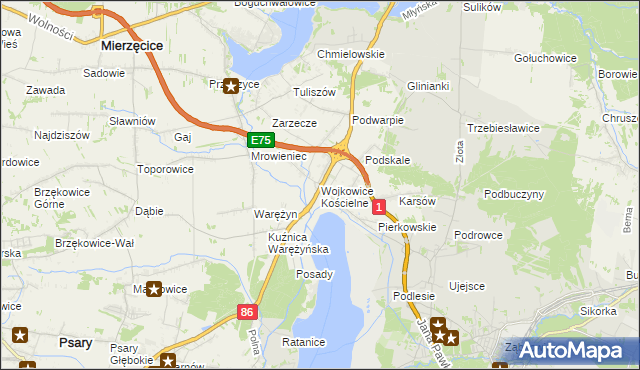 mapa Wojkowice Kościelne, Wojkowice Kościelne na mapie Targeo